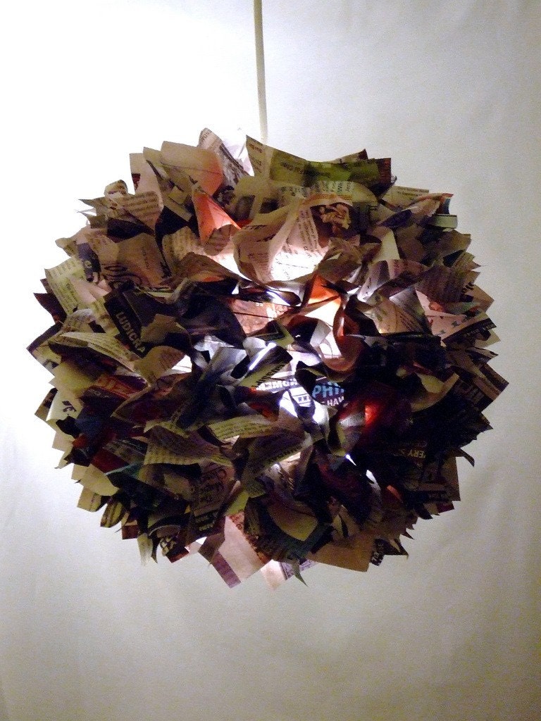 12" Recycled newsprint lamp / lantern