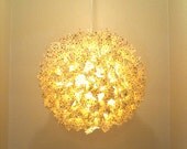 24 Inch gold stars on yellow hanging Fuzzy Lamp / Lantern