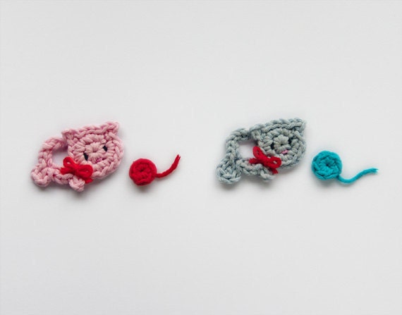 Instant Download - PDF Crochet Pattern - Little Cat Applique - Text instructions and SYMBOL CHART instructions