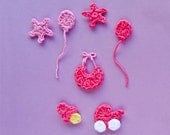Instant Download - PDF Crochet Pattern - Baby Accessories Applique - Text instructions and SYMBOL CHART instructions
