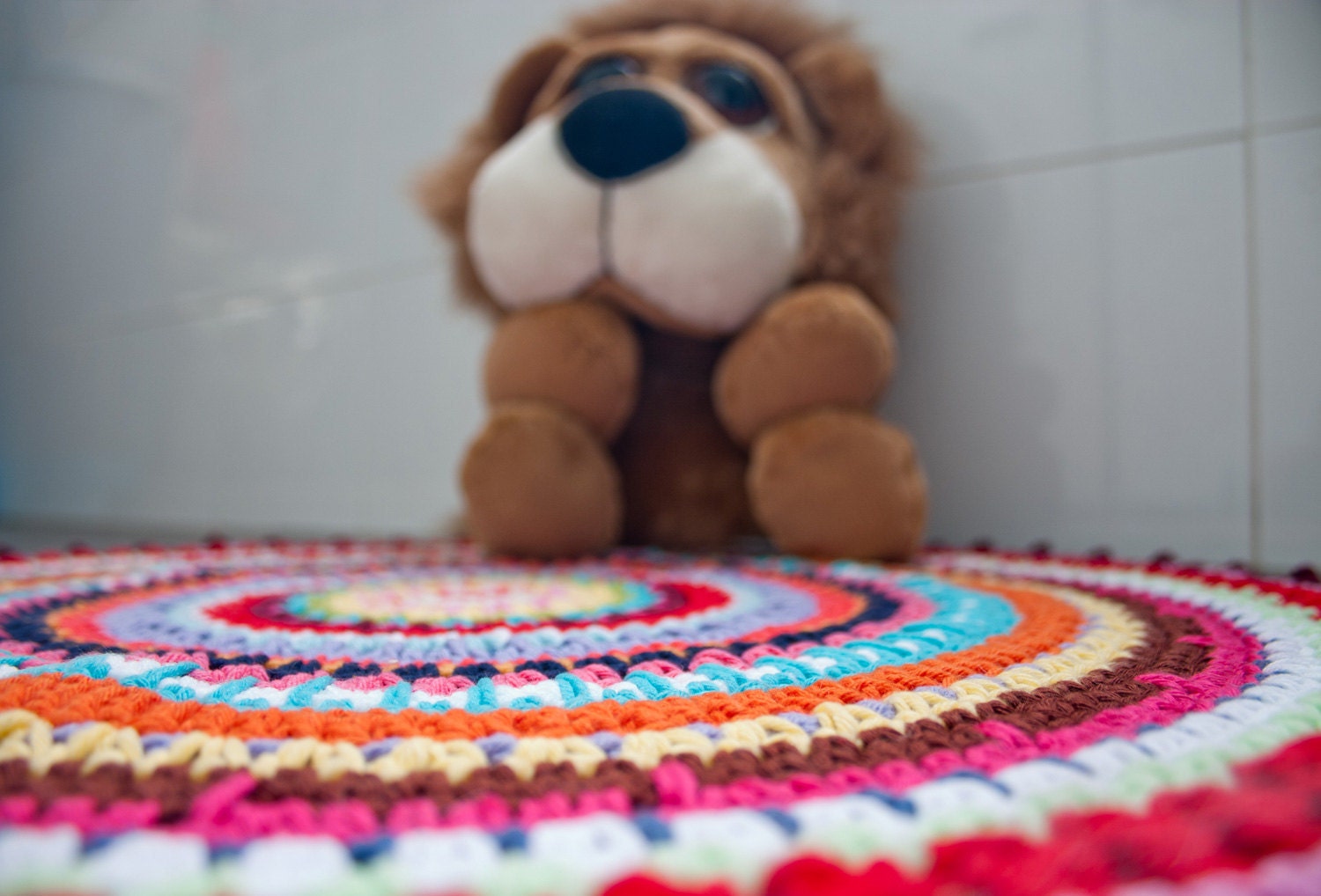 Instant Download - PDF CROCHET PATTERN - Colorful Rug - Permission to Sell Finished Items