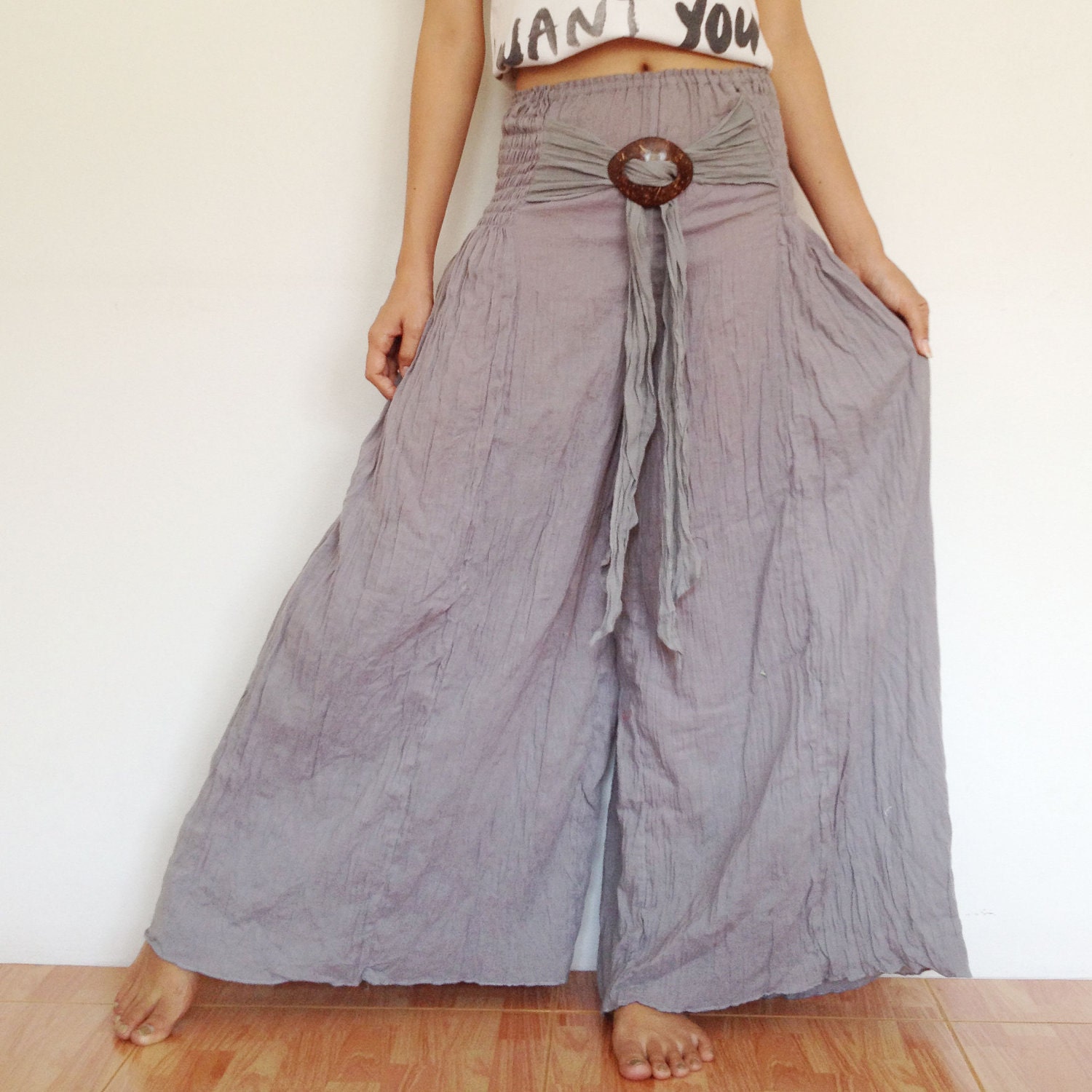 Type II Gray Pants Casual Cotton Mix to Coconut Shell