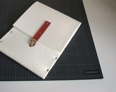SUMMER SALE 50% 13 inch MacBook Pro sleeve case white synthetic felt with leather strap handmade by SleeWay