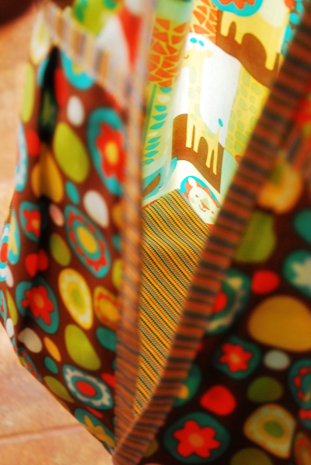 Diaper stacker with pockets - jungle theme