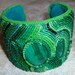 RESERVED FOR Private Party -- Malachite cabochons green and teal glass seed beads stitched cuff bracelet
