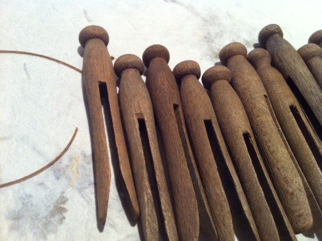 Vintage Weathered Clothespins LOT of 12