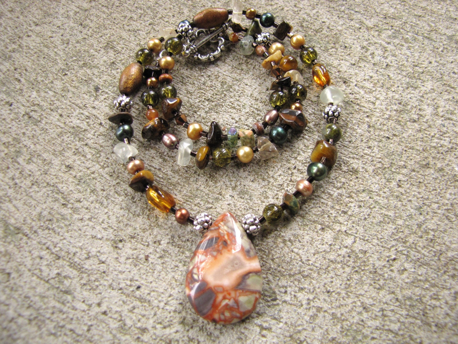 multi colored earthy gemstone necklace