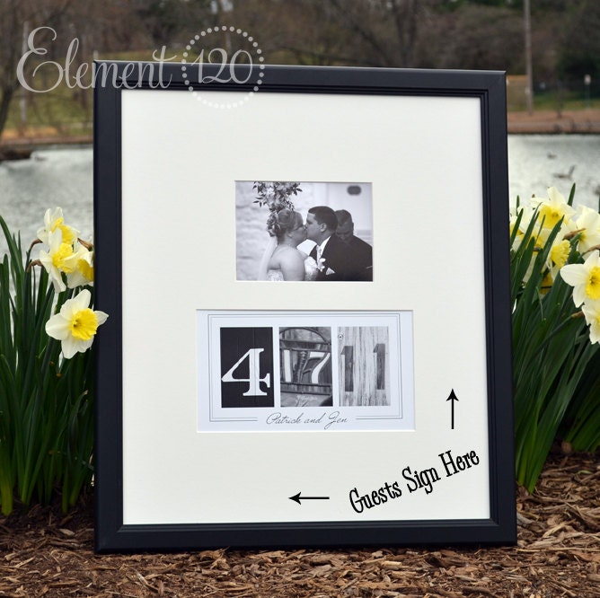 Custom Wedding Guest Book Date Frame - Add your own photo after the wedding for a unique Wedding Guest Book decoration