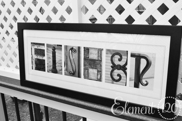 CUSTOM Alphabet Photography Last Name - Modern 10x26 Frame, Personalized Letter Art