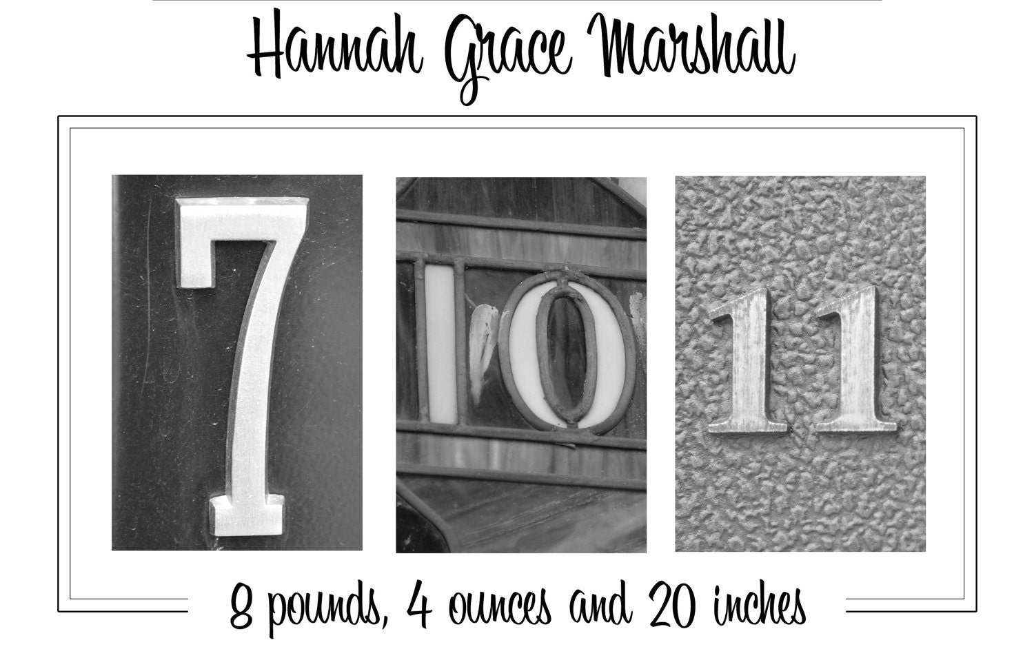 Birth Announcement Number Photography Name Frame - Personalized with your own photo
