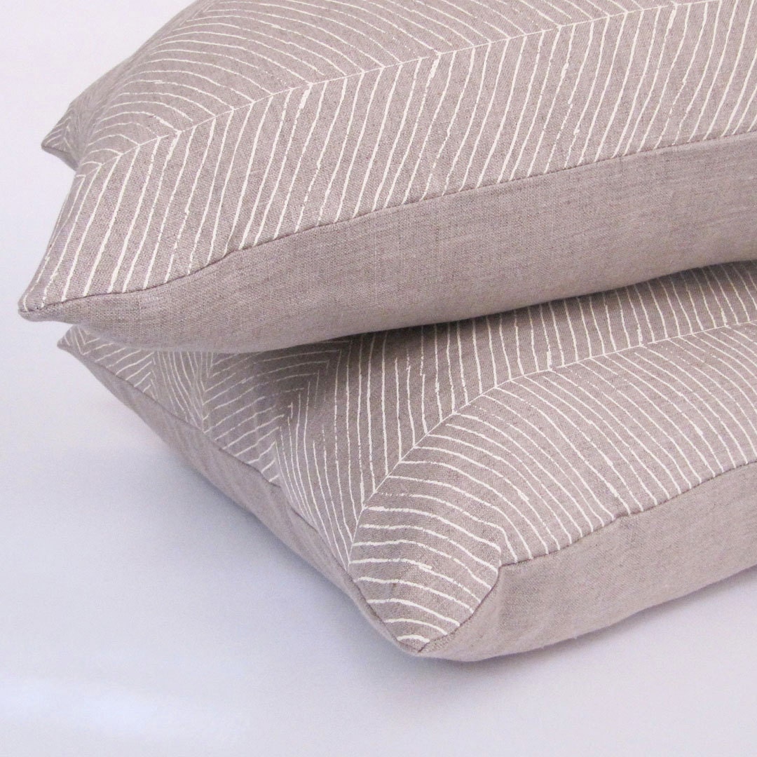 Hand-drawn Herringbone Pillow in Ivory