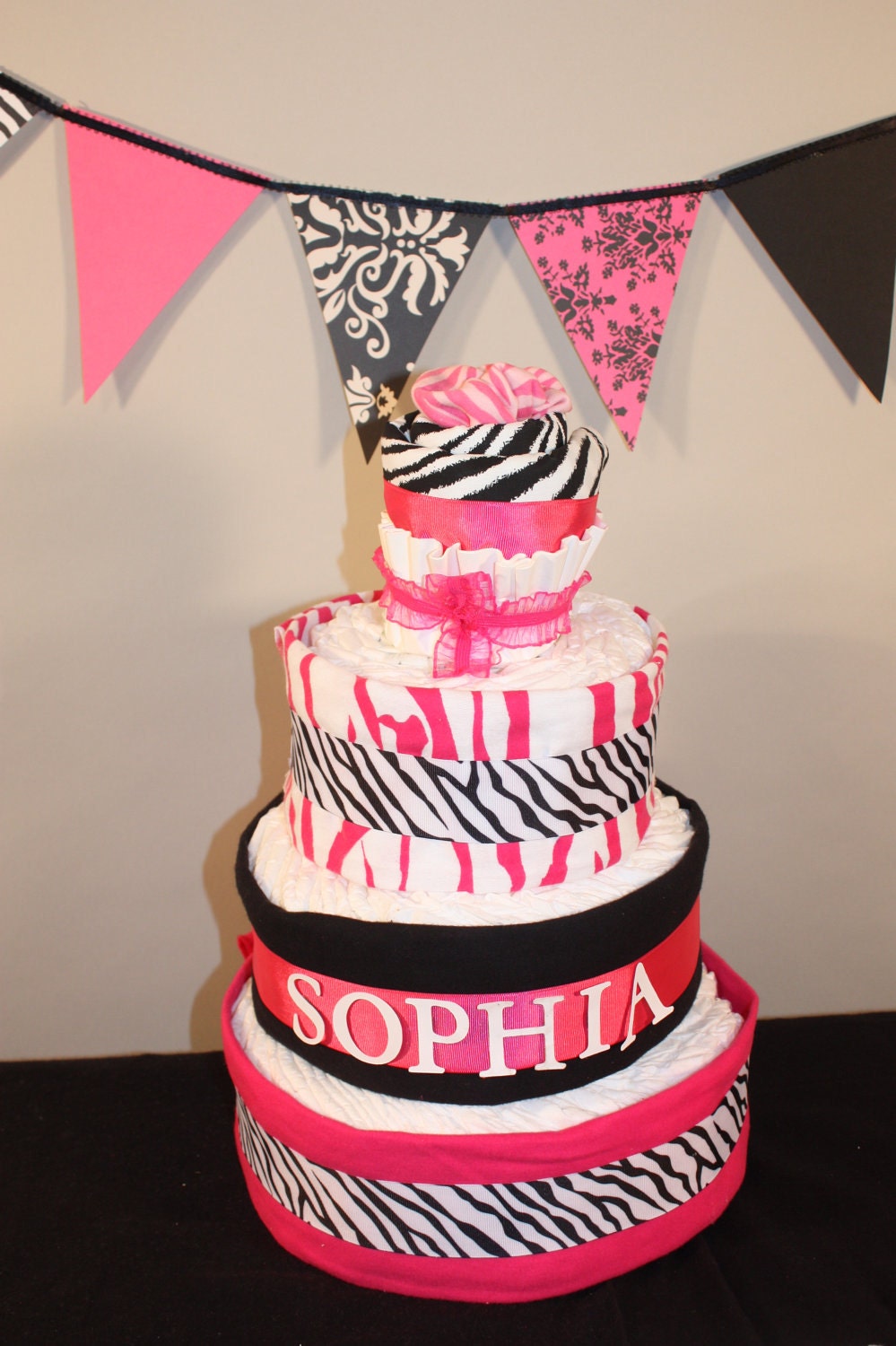 zebra diaper cake