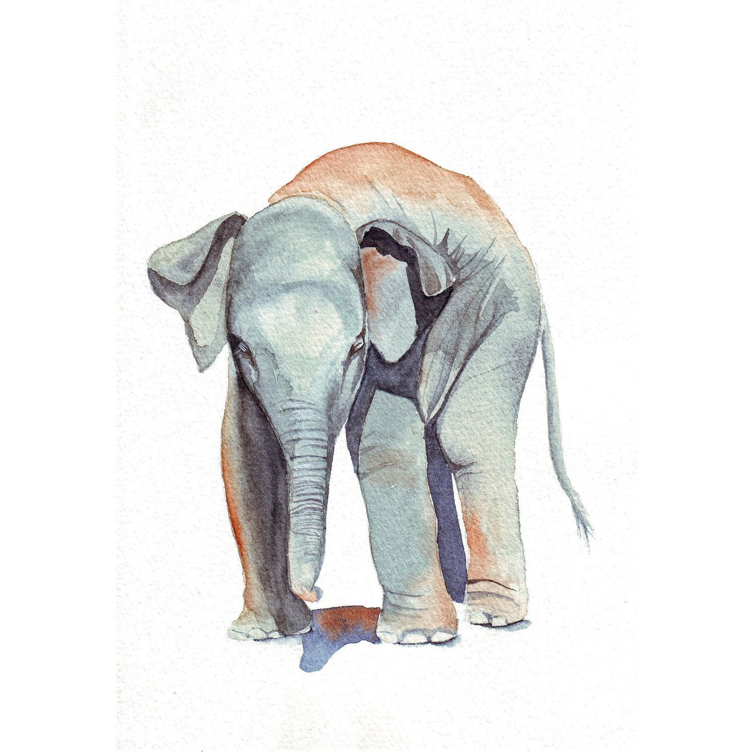 Elephant Painting-  print of watercolor painting 5 by 7 print