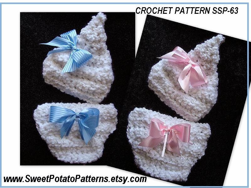 Instant Download PDF Crochet Pattern Sweet Pixie Diaper Cover and Hat Set SPP-63  newborn to age 3
