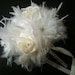 IVORY BLING Crystal Feather & Flower Bridesmaid Bouquet - White Feathers Bride Maid or Toss Wedding Bouquets Rose Custom Colors
