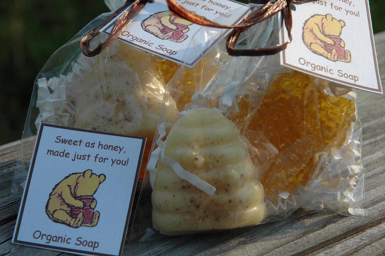 30 Classic Pooh or Bee Theme Shower Favors Organic Oatmeal Buttermilk and Honey Soap