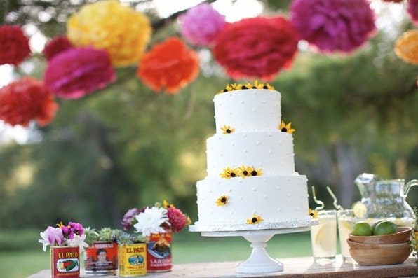 Katey Collection- 5 Pom Poms- Mexican fiesta hanging decorations/ wedding decorations/ birthday party decorations