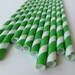 25 Green and White Striped Paper Straws- St. Patrick's Day Party Barber Pole Drinking Straws/ Paper Drinking Straws/ Wedding/ Baby Shower