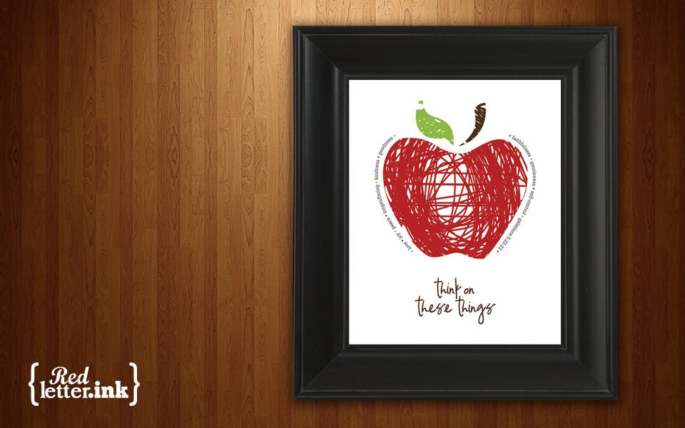 Wall Art - Fruits of the Spirit (apple design) Galatians 5:22 - 8 x 10 Print