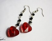 Queen of Hearts Gothic Earrings - Alice in Wonderland Inspired - Red and Black Victorian Earrings - Victorian Gothic Jewelry