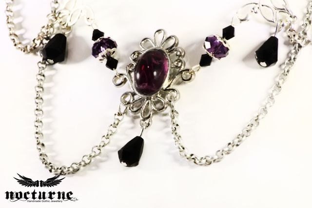 Purple and Black Circlet - Forehead Jewelry - Victorian Hair Accessories