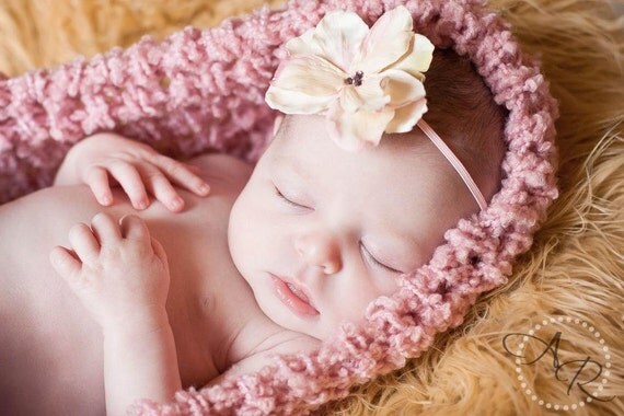 Pink/Mauve Newborn Nest Baby Bowl Cacoon Wrap Photography Prop