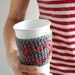 Coffee cozy Grey with pink stitched heart by The Cozy Project