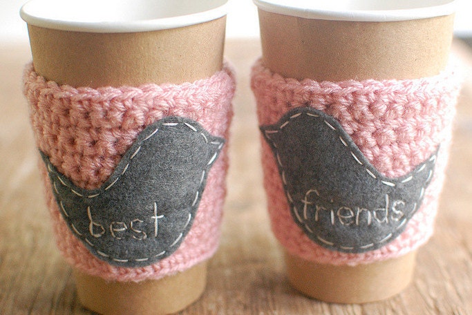 BEST FRIENDS Coffee cup cozy matching set by The Cozy Project
