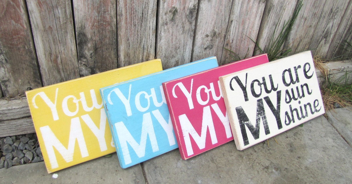 You Are My Sunshine Wooden Distressed Subway Art Sign Wall Hanging