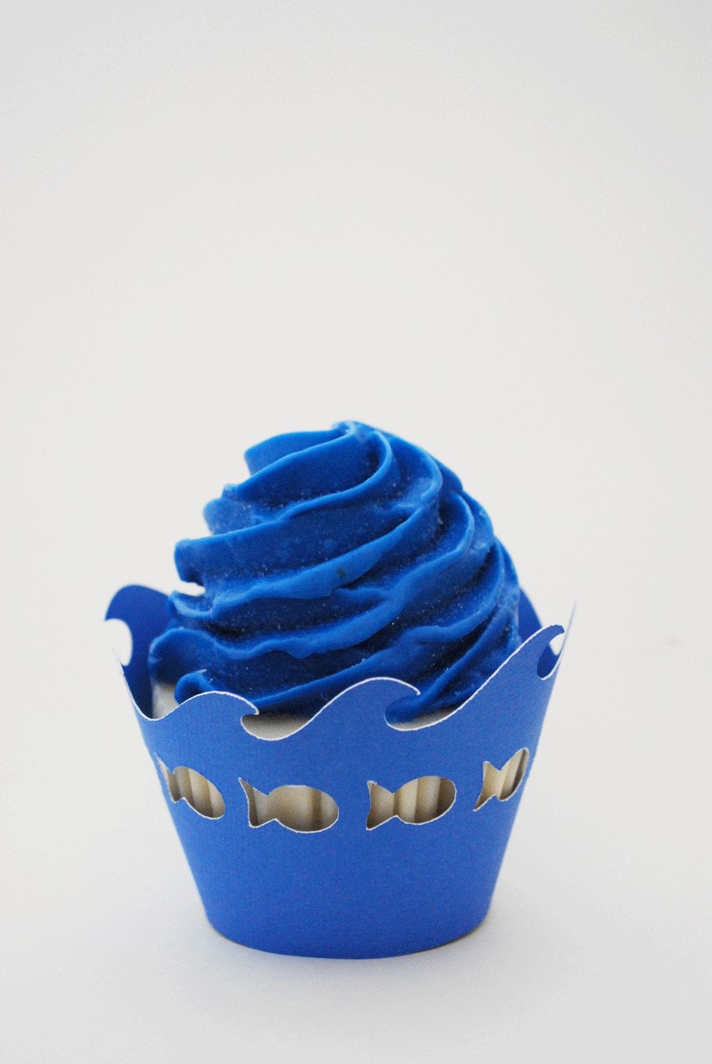 Fish and Ocean Wave Cupcake Wrappers In Your Choice of Color Qty 12 By Your Little Cupcake