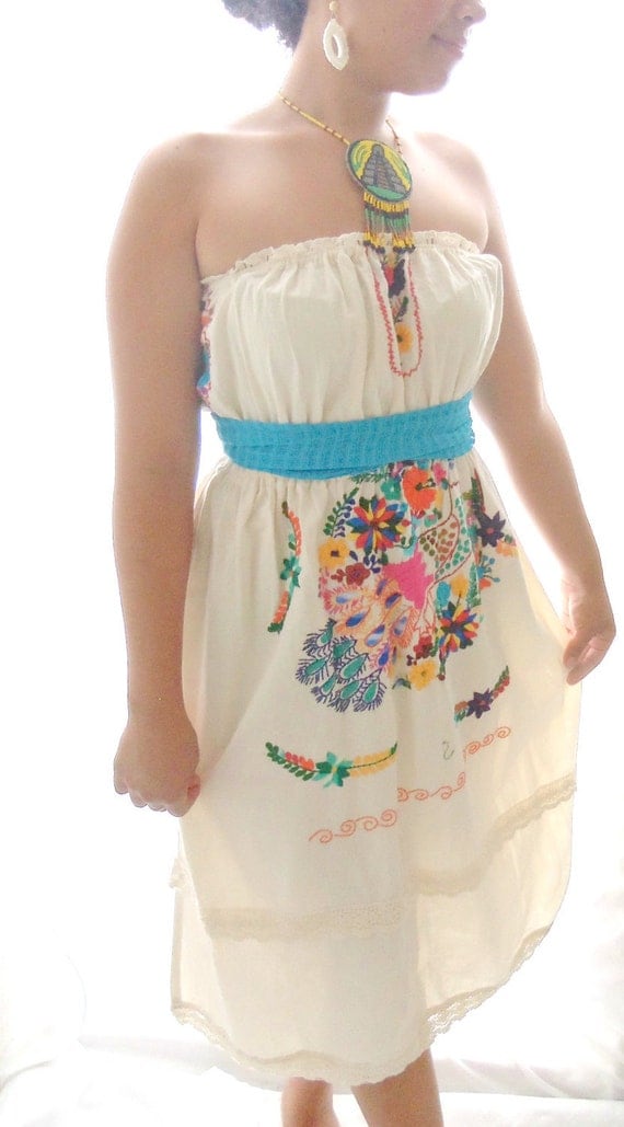 Tekila Love  Handmade Embroidered  Folk Mexican Pure Cotton Wedding Dress