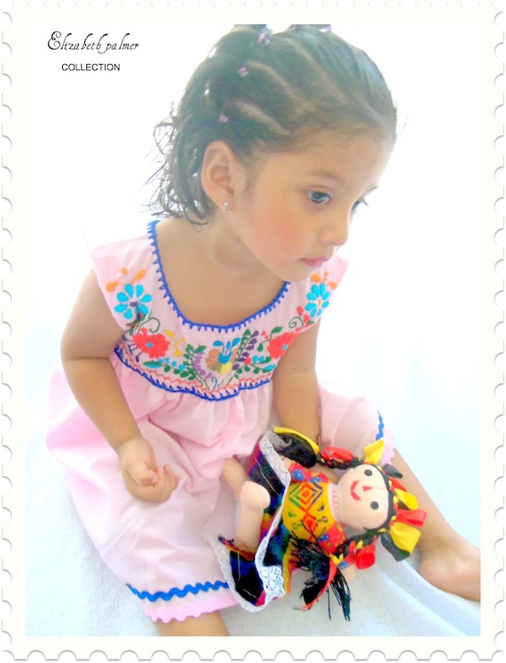 Nubes Rosas Handmade Mexican Embroidered Tunic Children dress