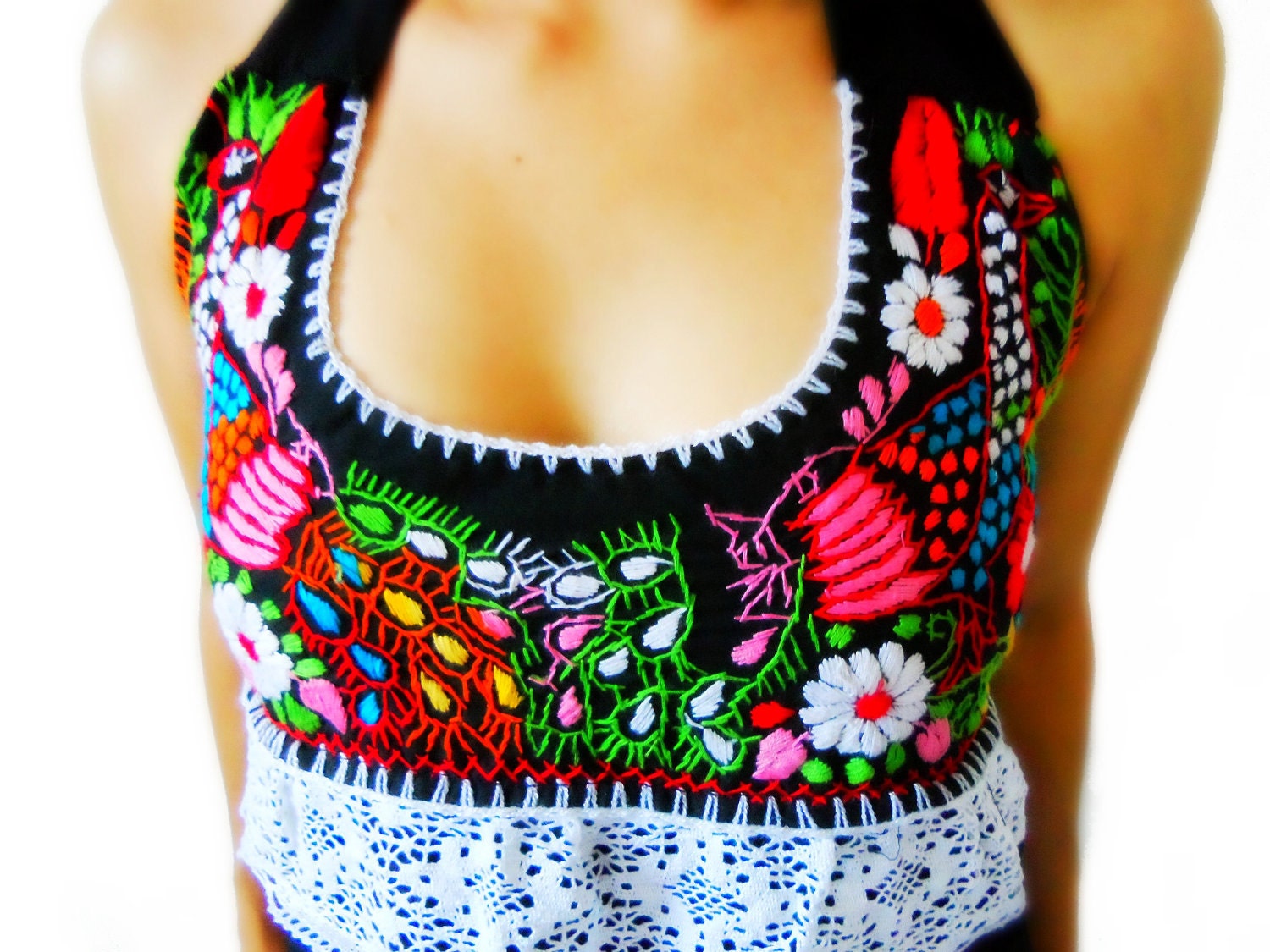 Izcalli Bohemian Handmade Mexican Embroidered Fiesta Maxi Dress