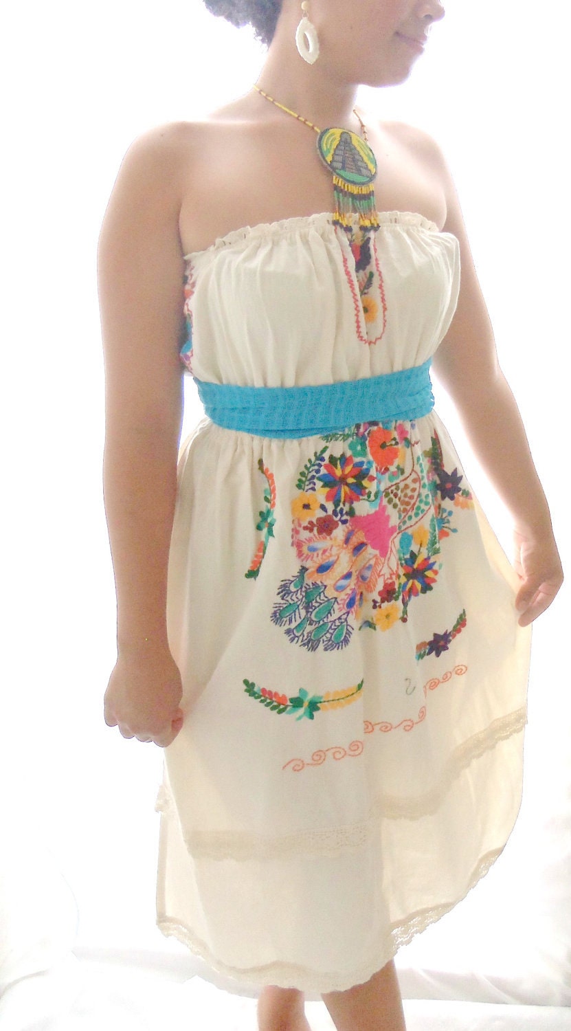 Tekila Love  Handmade Embroidered  Folk Mexican Pure Cotton Wedding Dress
