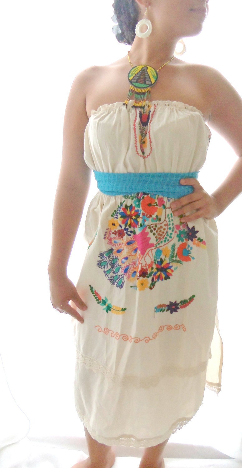 Tekila Love  Handmade Embroidered  Folk Mexican Pure Cotton Wedding Dress