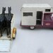 Purple Tonka Jeep Camper and Tonka Stables Horse Trailer With Black Horses