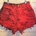 Vintage Levis High Waist RED Hand Dyed Studded Shorts - Waist 27 inches