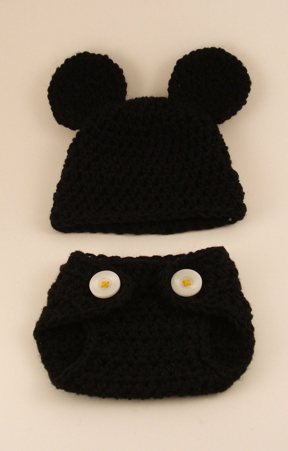 Mickey Mouse Inspired Diaper Cover & Hat Set, Newborn - 3 Months
