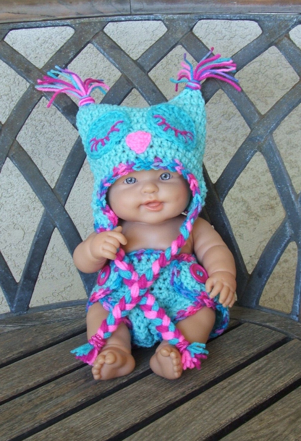 Sleepy "Cotton Candy" Owl Diaper Cover & Hat Set (Newborn - 3 months)