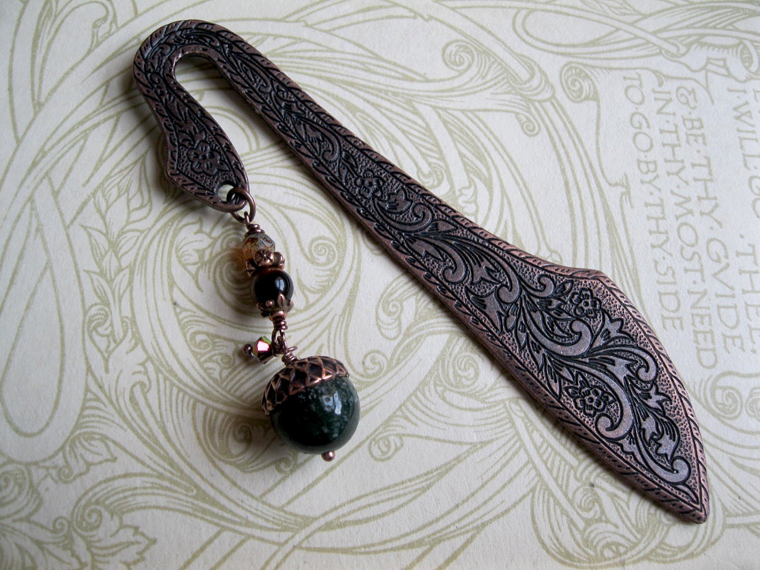 Wiccan Bibliophile Gift. Pagan Acorn Oak Grimoire Bookmark. Made to Order.