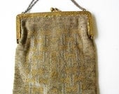 vintage metal beaded french clutch evening bag