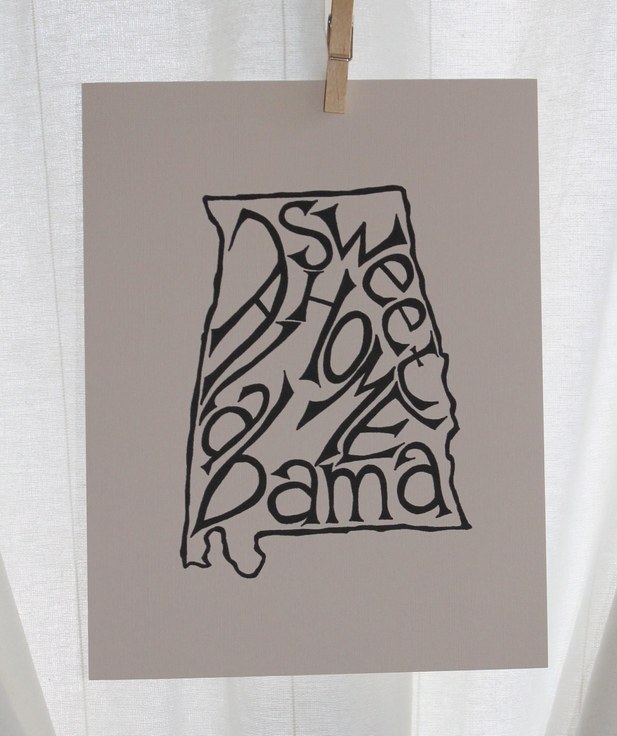 Sweet Home Alabama - White Background - 8 x 10 Illustrated Wall Art by Mandipidy