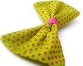 Rockabilly Lime Green with Pink Polka Dots Hair Bow