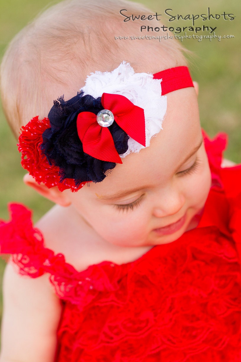 SALE Independence Day American Baby Girl 4th of July Patriotic Princess Shabby Headband one size fits most baby toddler girl