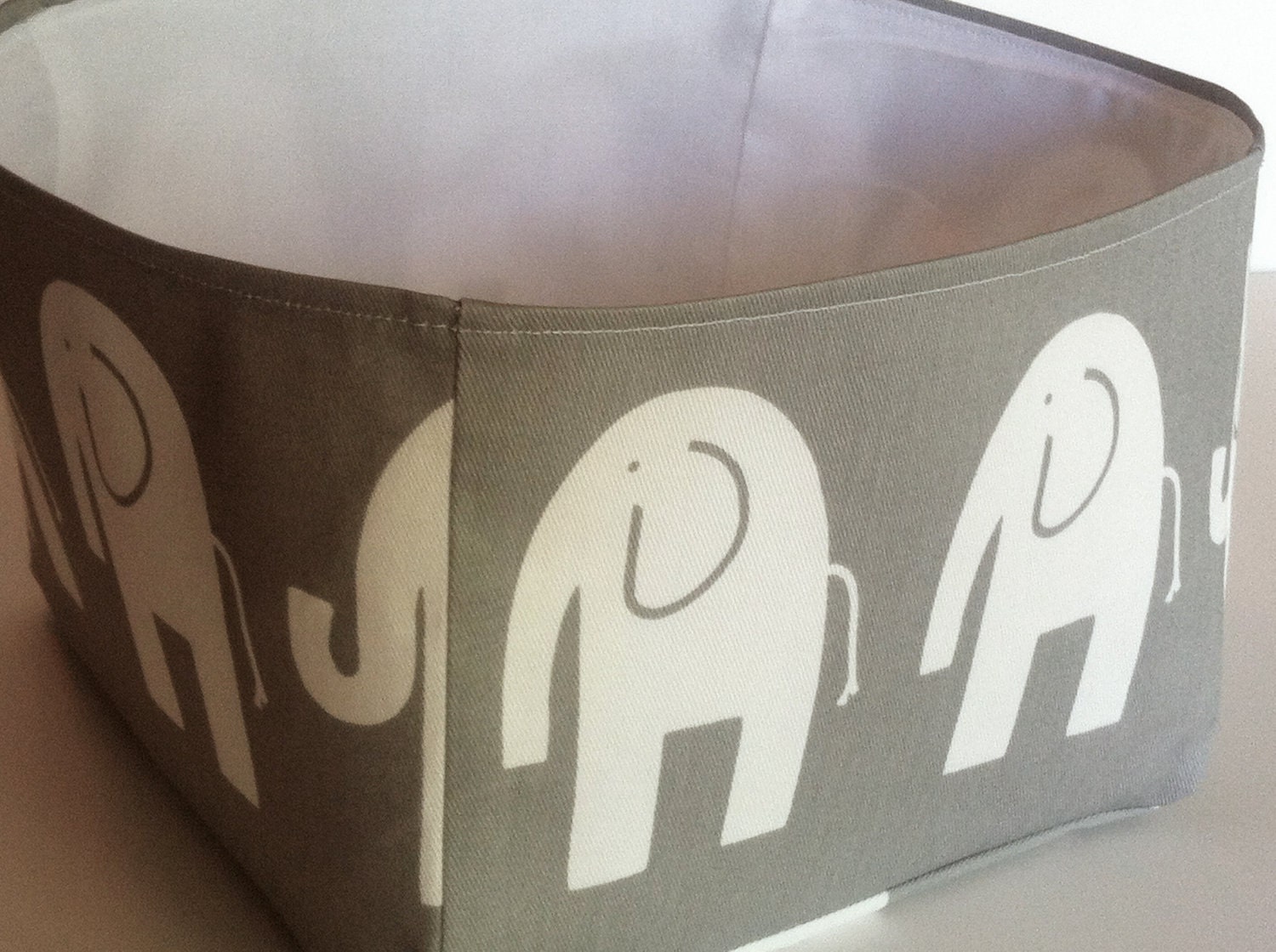 Gray Baby Elephant Fabric Storage Bin by LaMaisondechoses on Etsy