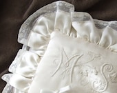 Romantic Wedding Ring Pillow Personalised Hand embroidered initials