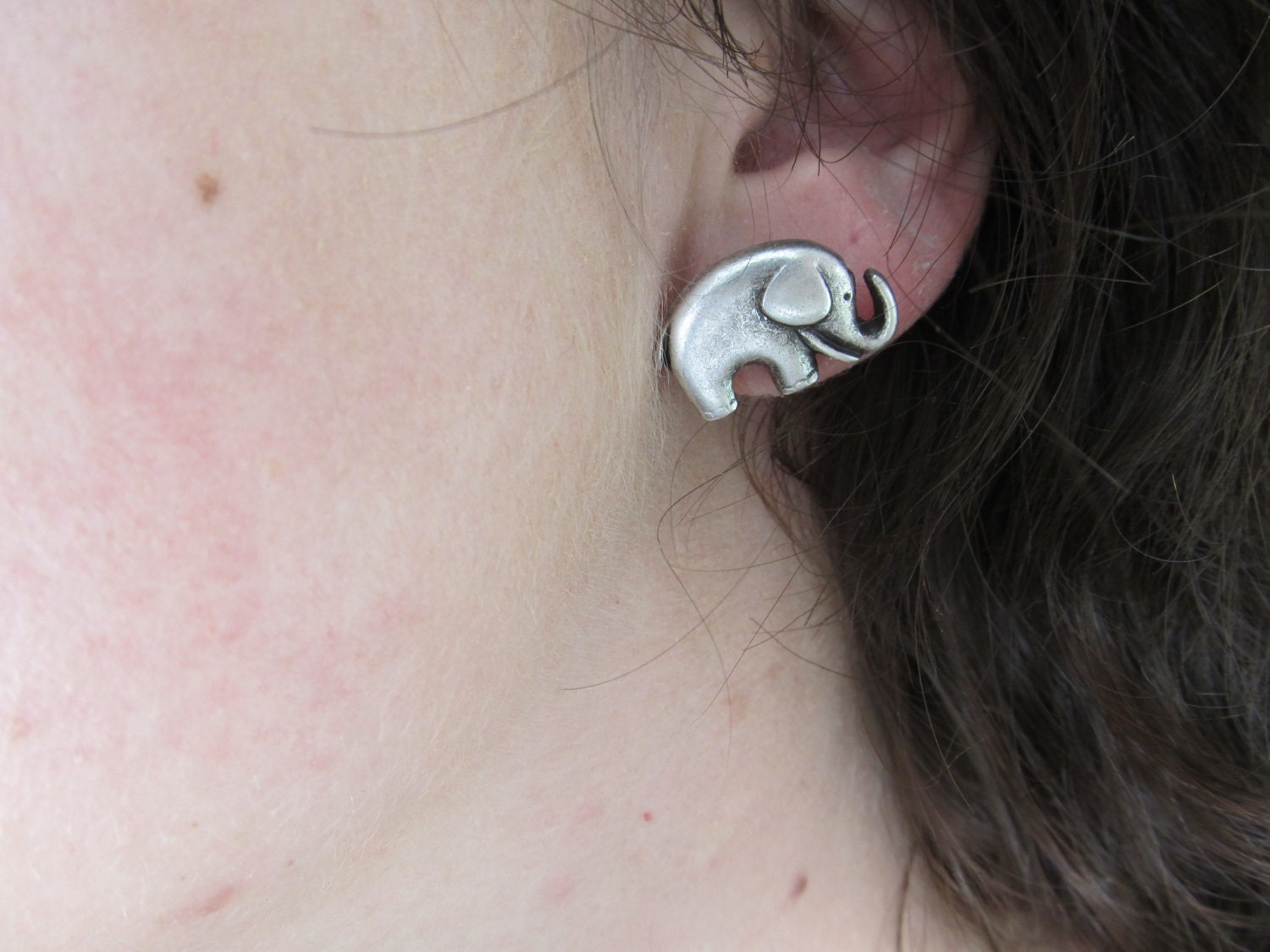 Baby Silver Elephant Stud Earrings