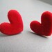 Fuzzy Red Hot Heart Stud Earrings