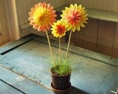 Mothers Day Gift Paper Flowers, Peach & Yellow Dahlias, 3 Origami Flowers , Paper Anniversary Bouquet