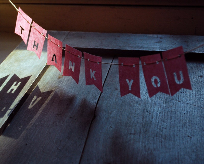 Thank You, Mother's Day Gift, Pink Paper Banner - Free Shipping